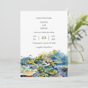 Invitation Poisson Tropical Vibrant Coral Reef Beach Mariage