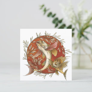 Invitation Poisson Volant Japonais et Feuilles de Bambou Art 