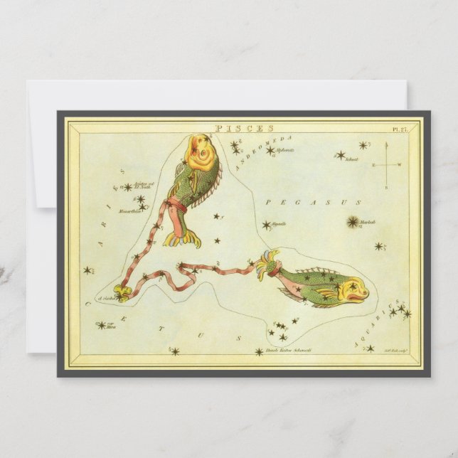 Invitation Poissons, Constellation Vintage Urania's Mirror (Devant)