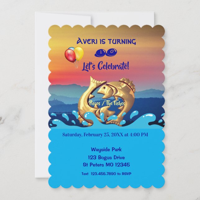 Invitation Poissons Poissons Anniversaire / Février 19 - Mars (Devant)