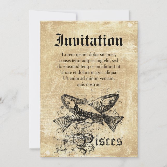 Invitation Poissons Zodiac vintages (Devant)