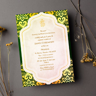 Invitation Poite Janeu Upanayanam Fil Sacré Hindou Bleu Or