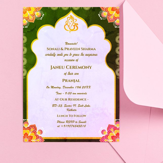 Invitation Poite Janeu Upanayanam Hindu Saint Thread Blue Gol (Créateur téléchargé)