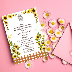 Invitation Poite Janeu Upanayanam Hindu Saint Thread Blue Gol