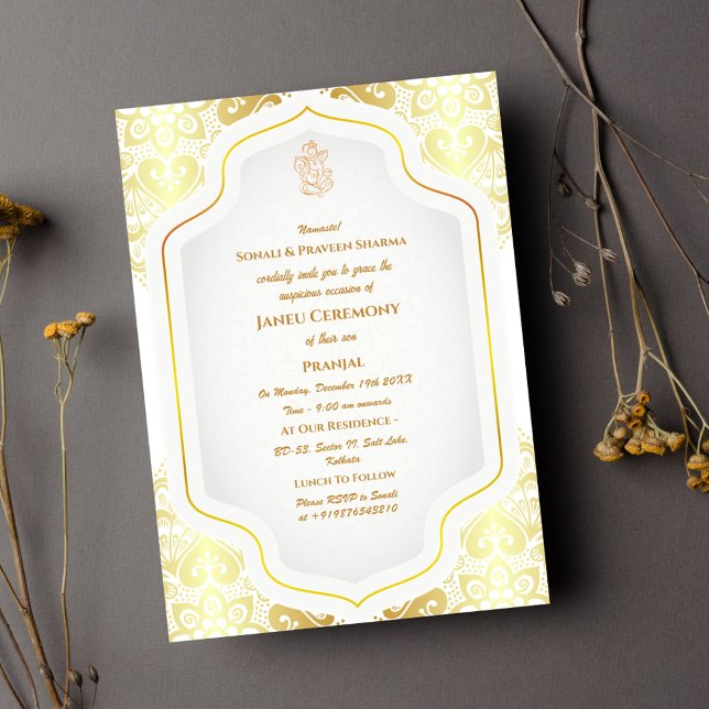 Invitation Poite Janeu Upanayanam Hindu Saint Thread Blue Gol (Créateur téléchargé)