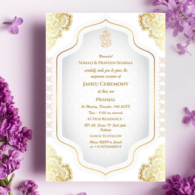 Invitation Poite Janeu Upanayanam Hindu Saint Thread Blue Gol (Créateur téléchargé)