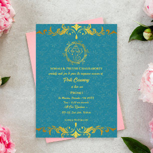 Invitation Poite Janeu Upanayanam Hindu Saint Thread Floral