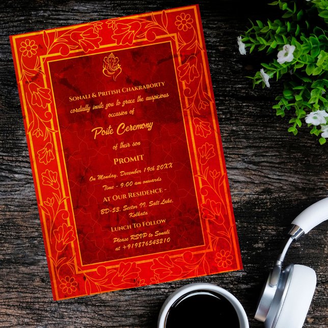 Invitation Poite Janeu Upanayanam Hindu Saint Thread Floral (Créateur téléchargé)