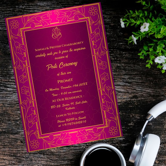 Invitation Poite Janeu Upanayanam Hindu Saint Thread Floral (Créateur téléchargé)