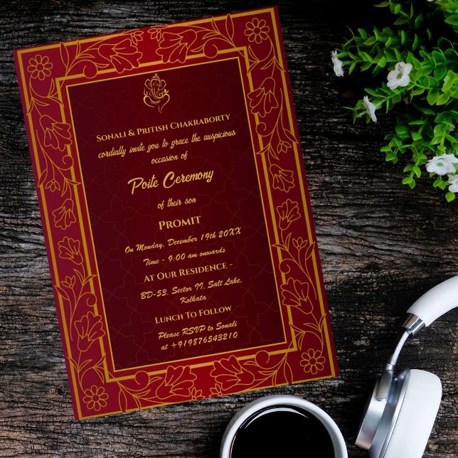 Invitation Poite Janeu Upanayanam Hindu Saint Thread Floral (Créateur téléchargé)
