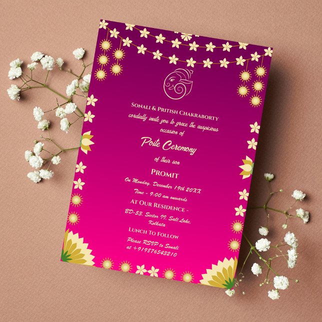Invitation Poite Janeu Upanayanam Hindu Saint Thread Floral (Créateur téléchargé)