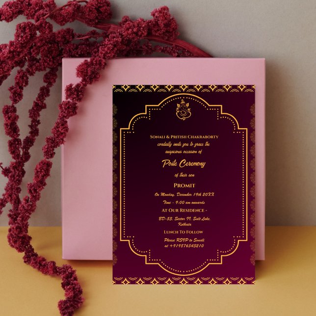Invitation Poite Janeu Upanayanam Hindu Saint Thread Floral (Créateur téléchargé)