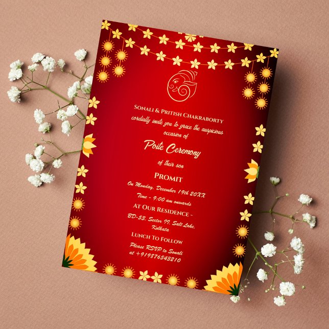 Invitation Poite Janeu Upanayanam Hindu Saint Thread Floral (Créateur téléchargé)