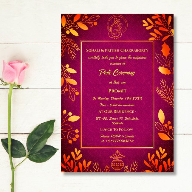 Invitation Poite Janeu Upanayanam Hindu Saint Thread Floral (Créateur téléchargé)