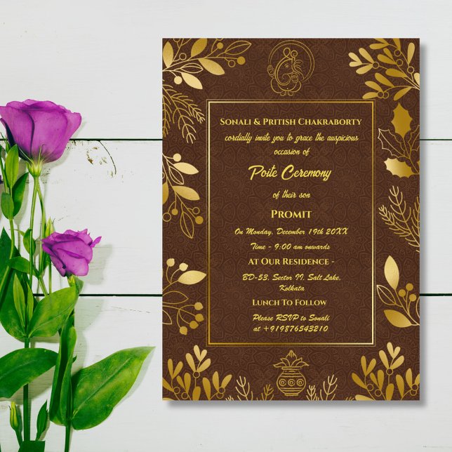 Invitation Poite Janeu Upanayanam Hindu Saint Thread Floral (Créateur téléchargé)