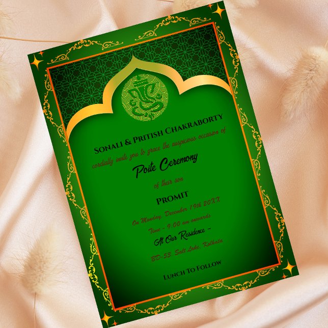 Invitation Poite Janeu Upanayanam Hindu Saint Thread Peacock (Créateur téléchargé)