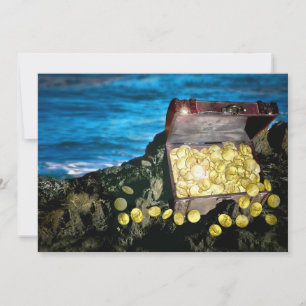 Invitation Poitrine au trésor d'or sur les rochers