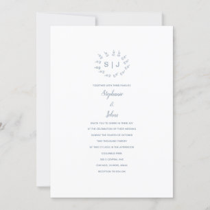 Invitation Poitrine feutrée bleu Dusty Custom Simple Mariage