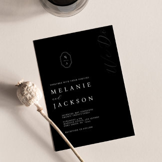 Invitation Poitrine monographique personnalisée en noir et bl