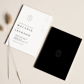Invitation Poitrine monographique personnalisée en noir et bl