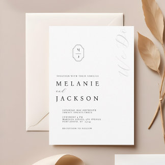 Invitation Poitrine monographique personnalisée en noir et bl