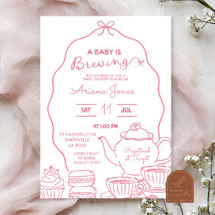Invitation Poitrine rose Doodle Un bébé brasse une chaussure 