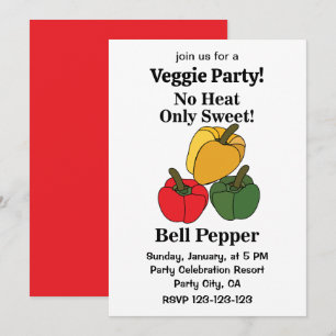 Invitation Poivron Rouge Vert Jaune Capsicum Bell Pepper Fête
