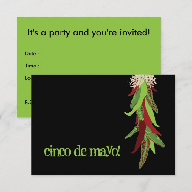 Invitation poivrons chili cinco de mayo (Devant / Derrière)