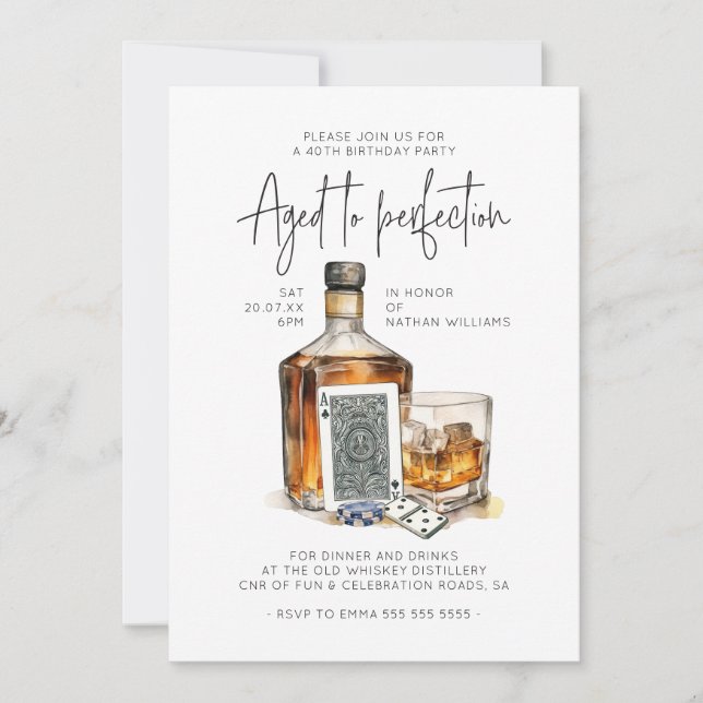 Invitation Poker Anniversaire Invitation, Whiskey Anniversair (Devant)