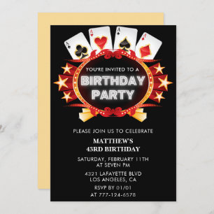 Invitation Poker Casino Playing card 43e anniversaire invitat