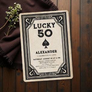 Invitation Poker Casino Vintage As de Pique Hommes 50e Annive