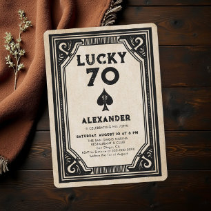 Invitation Poker Casino Vintage As de Pique Hommes 70e Annive