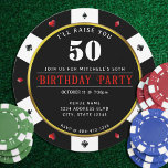 Invitation Poker Chip 50e fête d'anniversaire<br><div class="desc">Cool,  noir,  blanc,  rouge et or casino puce de poker 50e anniversaire invitation de fête. Personnalisez-le avec les détails de votre événement et une photo au dos.</div>