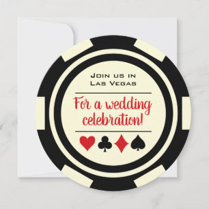 Invitation Poker Chip Black Off White Las Vegas Mariage