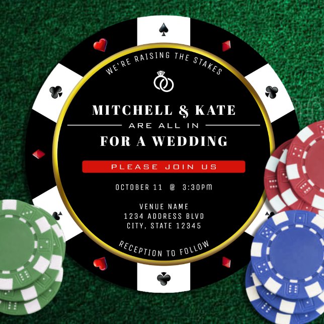 Invitation Poker Chip tout en un Mariage (Poker Chip All In One Wedding Invitation
)