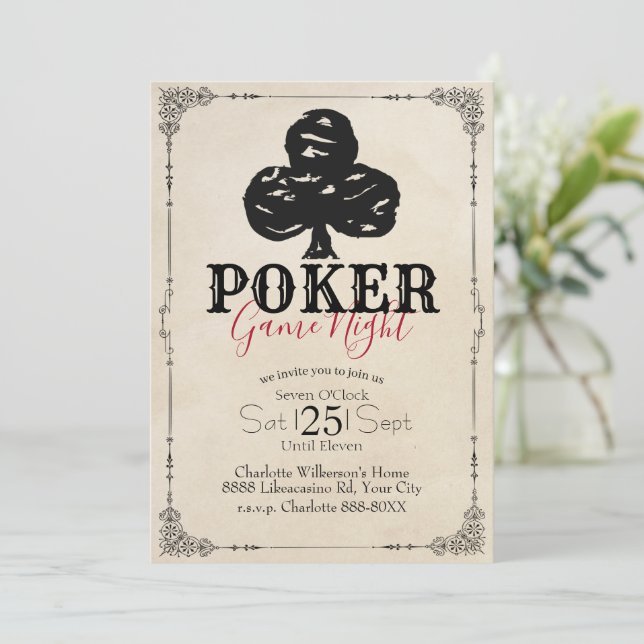 Invitation Poker Jeu Nuit Style Vintage Clubs (Debout devant)