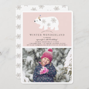 Invitation Polar Bear Winter Wonderland Photo Rose Anniversai