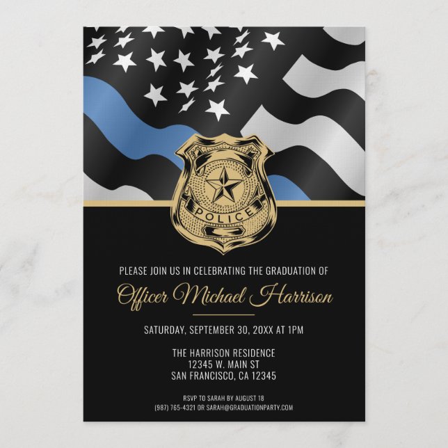 Invitation Police Academy Graduation Law Enforcement Flag (Devant)