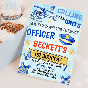 Invitation Police Boy 1er anniversaire fête