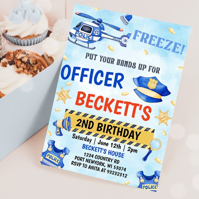 Invitation Police Boy 2e fête d'anniversaire (Créateur téléchargé)