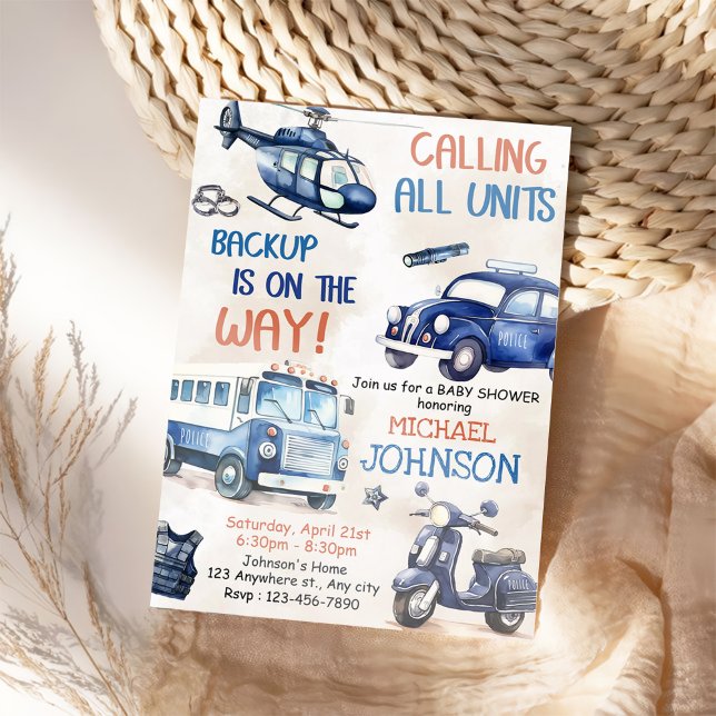 Invitation Police Boy Baby shower Party (Créateur téléchargé)