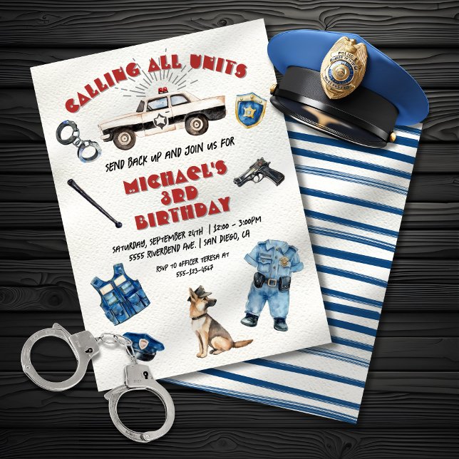 Invitation Police de la ville fête d'anniversaire (Créateur téléchargé)