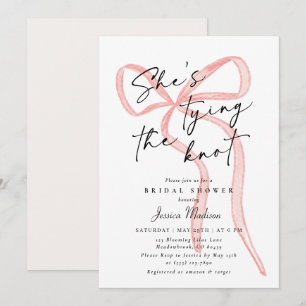 Invitation Police de script moderne Big Pink Bow Fête des mar