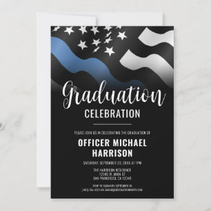 Invitation Police Graduation Party Blue Line Police Enforceme
