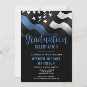 Invitation Police Graduation Party Blue Line Police Enforceme