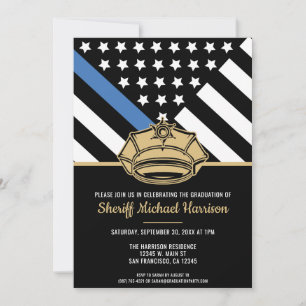 Invitation Police Graduation Party Blue Line Police Enforceme