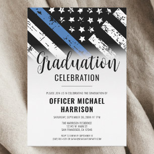 Invitation Police Graduation Party Blue Line Police Enforceme