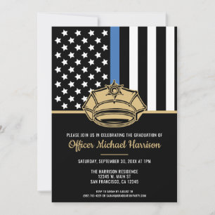 Invitation Police Graduation Party Blue Line Police Enforceme