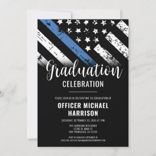 Invitation Police Graduation Party Blue Line Police Enforceme