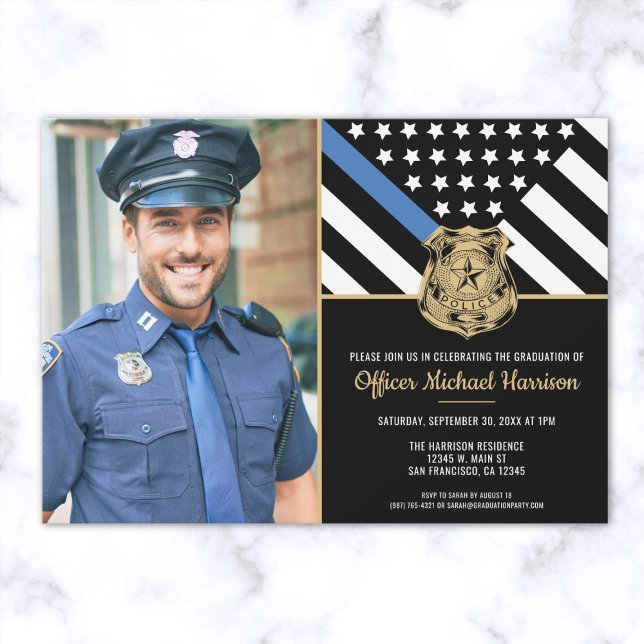 Invitation Police Graduation Party Police Application de la l (Perfect for a police officer graduating from the police academy, joining the local police department)